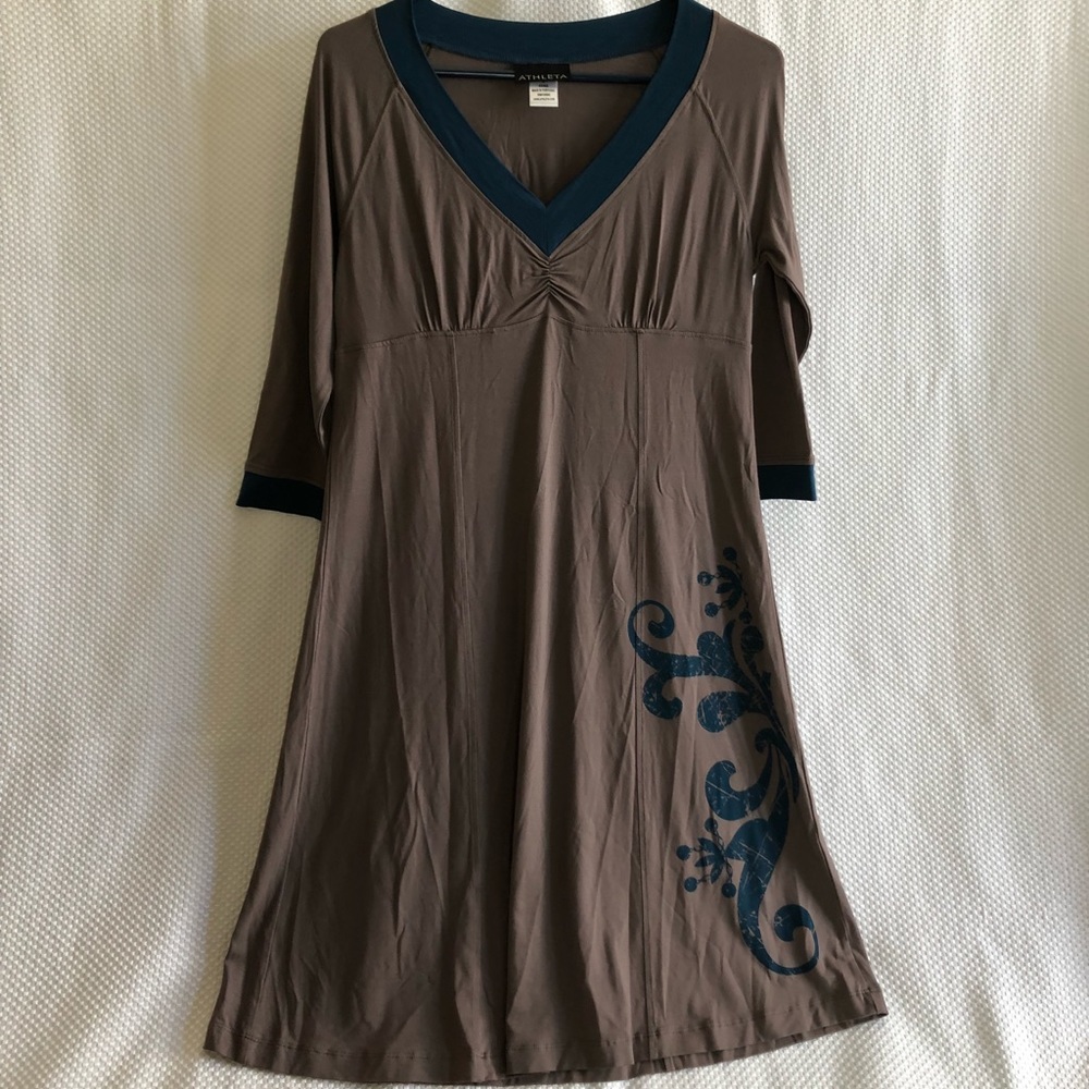 Athleta NWOT Casual Dress, Brown & Blue, MED